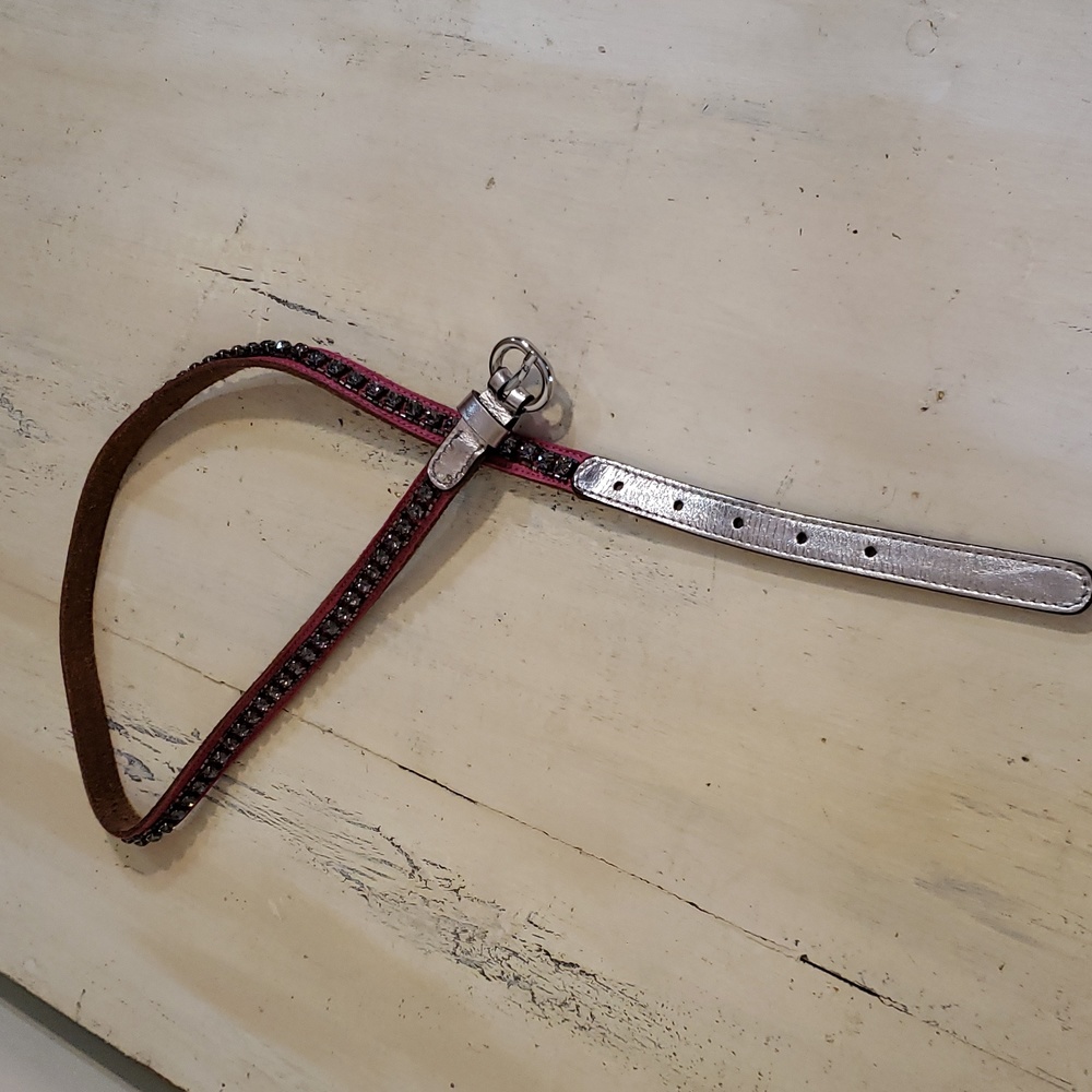 Geniune Pink Leather 💗 Belt w/ Rhinestones. New Never Worn. Sparkle and Bling